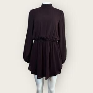 NWT | Krisa | Mock Long Sleeve Mini Dress | Brown | Medium